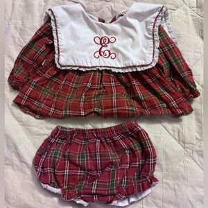 Plaid Baby Outfit with “E” Monogram 18m